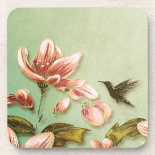 Posavasos La cosecha de azaleas rosadas en la bruma verde