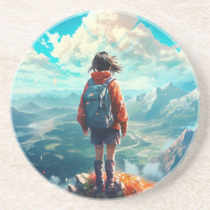 Posavasos La cumbre en su alma Anime Hiker Chica