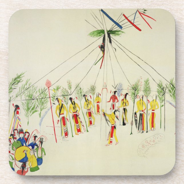 Posavasos La danza de Sun del Shoshone (pigmento en la (Frente)