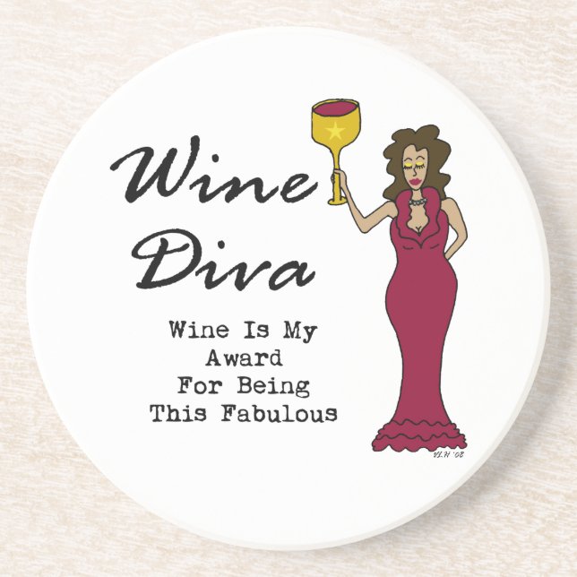 Posavasos La diva "vino del vino es mi premio para ser (Frente)