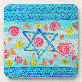 Posavasos La extraña bandera israelí con flores y corazones