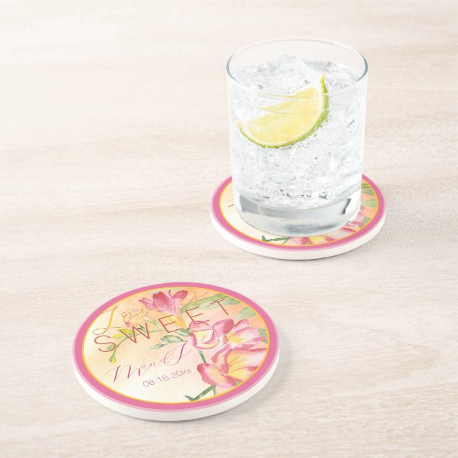 Posavasos La Freesia Tropical acuarela El amor es dulce (Lado)