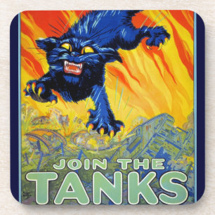 Posavasos La guerra militar vintage con un gato salvaje