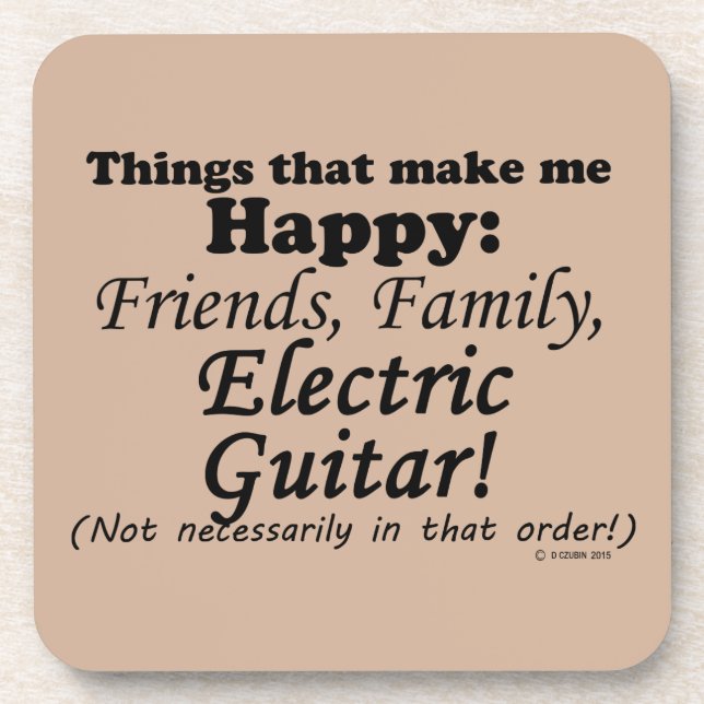 Posavasos La guitarra eléctrica me hace feliz (Frente)