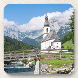 Posavasos La iglesia parroquial de Ramsau en Bavaria, Aleman