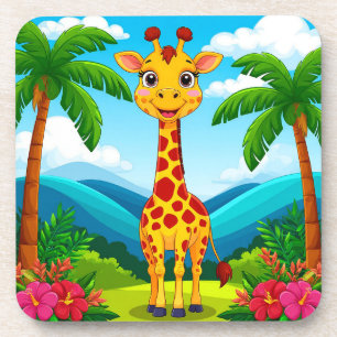 Posavasos La jirafa Personalizado en un paisaje tropical