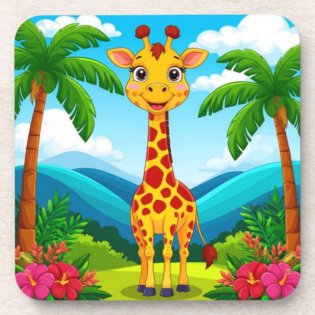 Posavasos La jirafa Personalizado en un paisaje tropical (Frente)