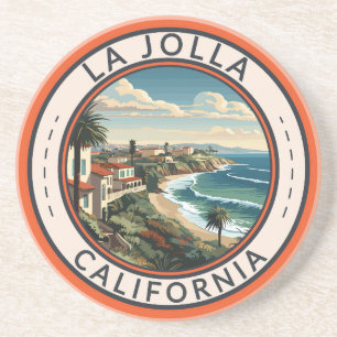 Posavasos La Jolla California Coastline Travel Art Retro