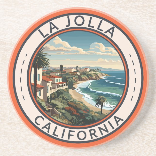 Posavasos La Jolla California Coastline Travel Art Retro (Frente)