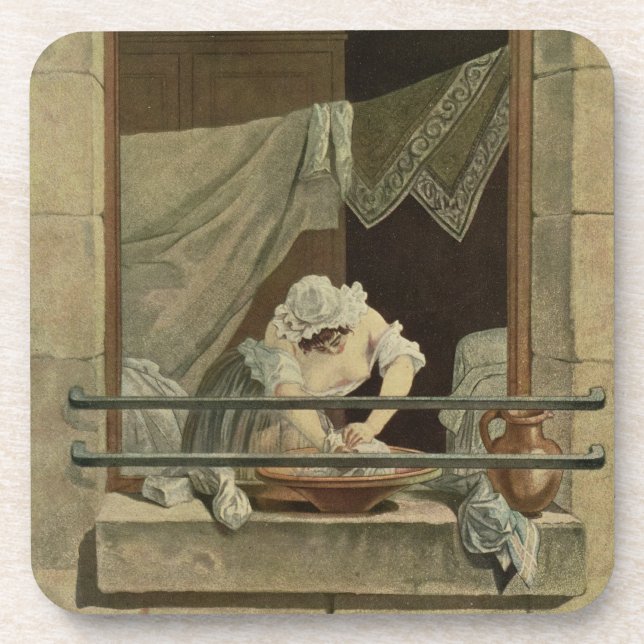 Posavasos La lavandera, grabada por J. Laurent Julien (c1 (Frente)