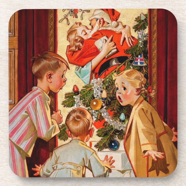 Posavasos La mamá besa a Papá Noel (Frente)