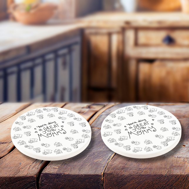 Posavasos La Mamá del elefante y yo el día de la madre (Elephant Mum & Me Mother's Day round Coaster)