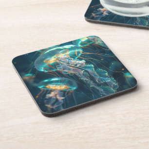Posavasos La medusa transparente en el océano azul