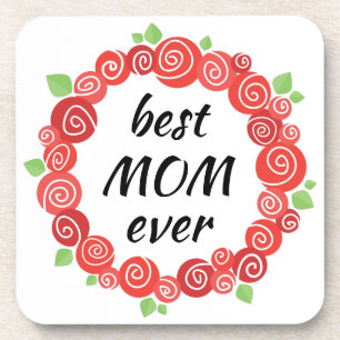 Posavasos La mejor mamá nunca rosas rojas corona la primaver