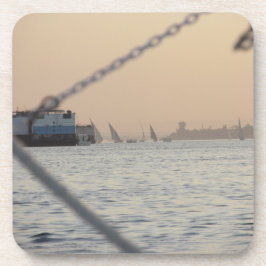 Posavasos La montaña de plástico dura del atardecer del río 