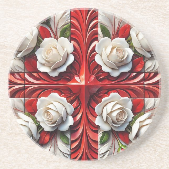 Posavasos La montaña rusa con el diseño de Rosas ingleses (Frente)
