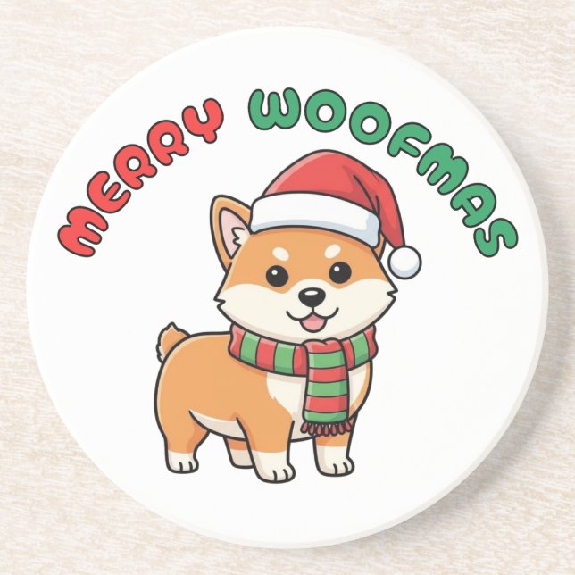 Posavasos La montaña rusa de los navidades Shiba Inu: Feliz  (Frente)
