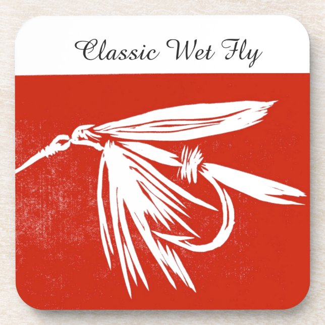 Posavasos La montaña rusa de truchas "Classic Wet Fly - Red" (Frente)