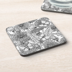 Posavasos La pradera de Dandelion en blanco y negro