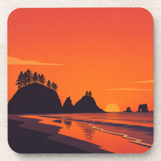 Posavasos La Push Washington Atardecer Minimalista Costero
