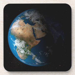 Posavasos La Tierra Llena Mostrando Nubes Simuladas Sobre Áf