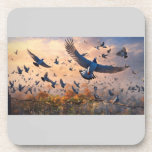 Posavasos La trampa del cielo - Las palomas en peligro<br><div class="desc">Un dramático ilustracion de un libro de cuentos al estilo 3D que capta un momento tenso en el cielo: una bandada de palomas se disparan libremente hasta que una red de cazadores se lanza repentinamente hacia ellas. El vibrante y expresivo arte da vida a la escena, perfecta para un libro...</div>