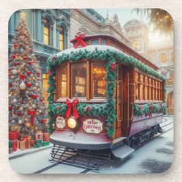 Posavasos La vagina navideña vintage en la nieve