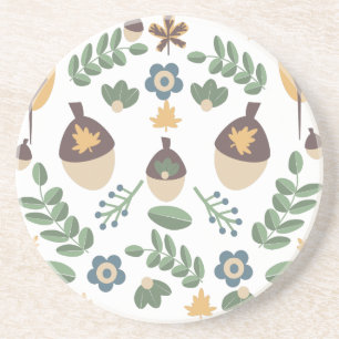 Posavasos La vegetación floral de otoño deja un diseño de ma