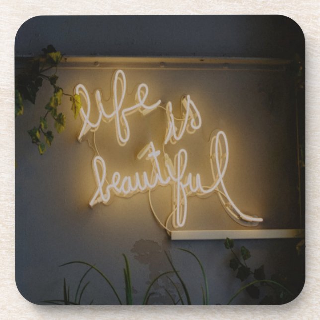 Posavasos La vida es bello Neon Lights (Frente)
