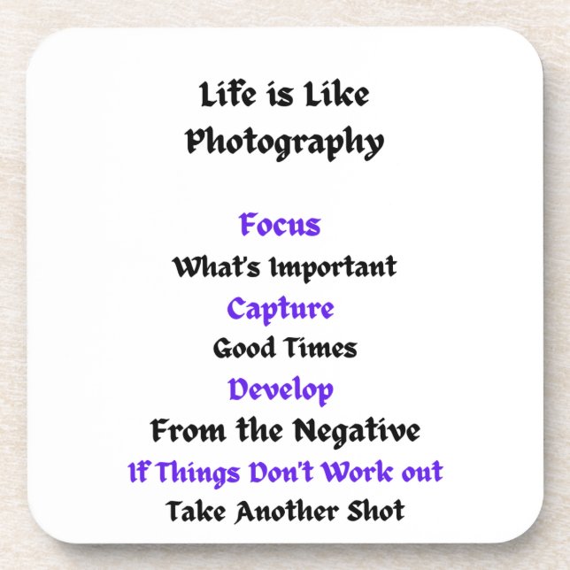 Posavasos La vida es como la fotografía (Frente)