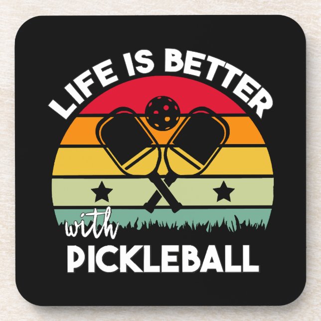 Posavasos La vida es mejor con Pickleball (Frente)