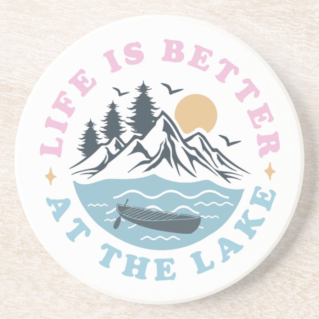 Posavasos La vida es mejor en el lago (Frente)