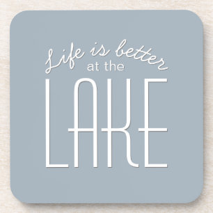 Posavasos La vida es mejor en el lago Quote Chic Decorativo