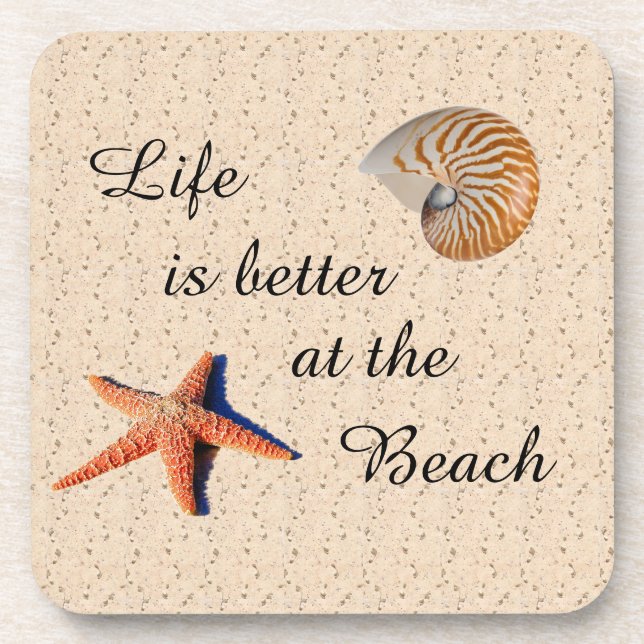 Posavasos La vida es mejor en la playa (Frente)