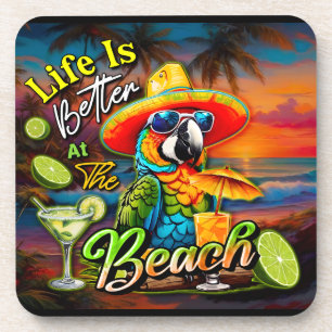 Posavasos La Vida Es Mejor En La Playa Del Loro Tropical