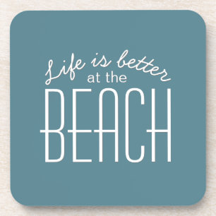Posavasos La vida es mejor en la playa Tipografía de cita