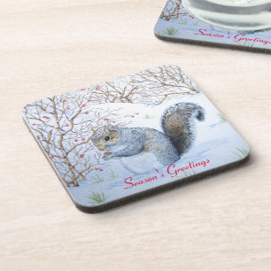 Posavasos la vida salvaje de la nieve de la ardilla gris lin