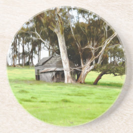 Posavasos La vieja montaña arenisca de la choza de madera