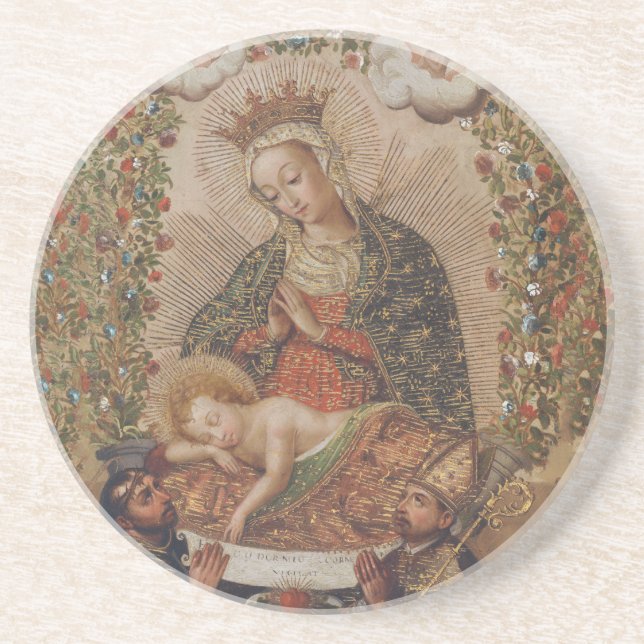 Posavasos La Virgen Adorando a los Navidades del Niño Cristo (Frente)