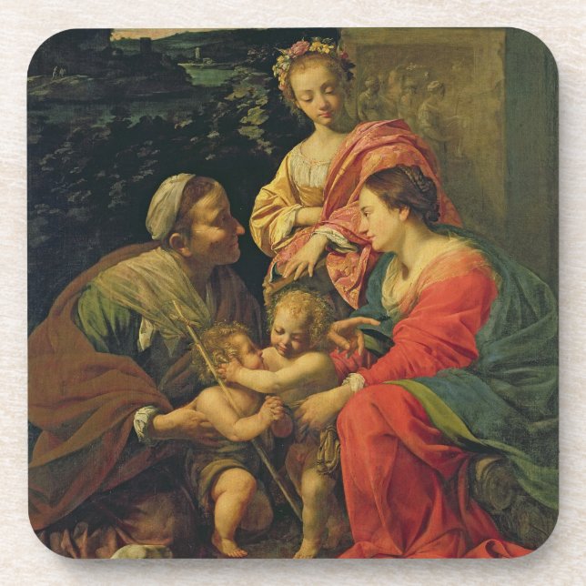 Posavasos La Virgen y el niño con St. Elizabeth, el Infan (Frente)