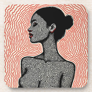 Posavasos Laberinto de su despertar – Un retrato minimalista