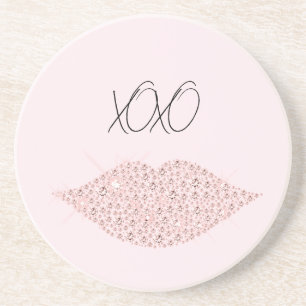 Posavasos Labios de destello rosado XOXO