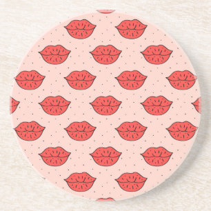 Posavasos labios personalizados: patrón de doodle feminista.