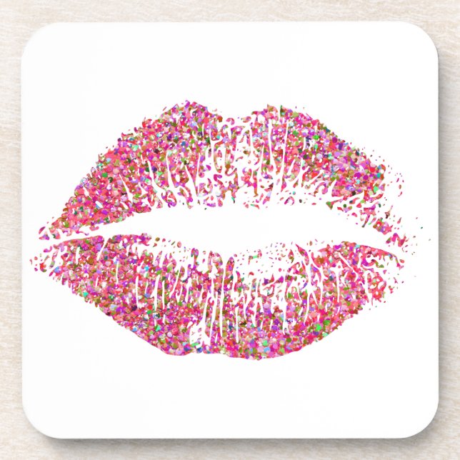 Posavasos Labios Purpurinas multicolores #11 (Frente)