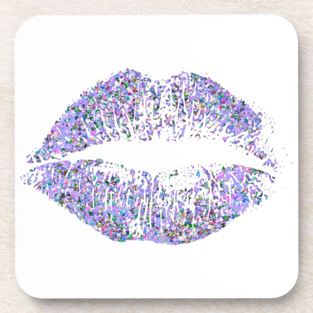 Posavasos Labios Purpurinas multicolores #13 (Frente)