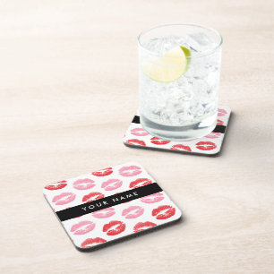 Posavasos Labios rojos, labios rosados, besos, tu nombre, pe
