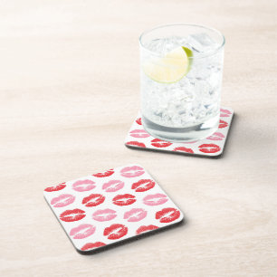Posavasos Labios Rojos y Rosados, Patrón de Labios, Lápiz La