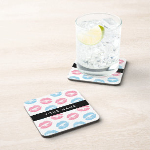 Posavasos Labios rosados, labios azules, besos, tu nombre, p
