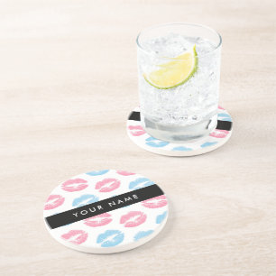 Posavasos Labios rosados, labios azules, besos, tu nombre, p
