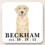 Posavasos Labrador amarillo personalizado<br><div class="desc">¡Estoy enamorado de este hermoso y detallado ilustracion acuático de un laboratorio o labrador amarillo! Personaliza estos con tu nombre o monograma y cambia el color de fondo para complementar tu decoración. ¡Compra el resto de mi colección para los regalos más dulces de la casa, la ducha de novia, la...</div>